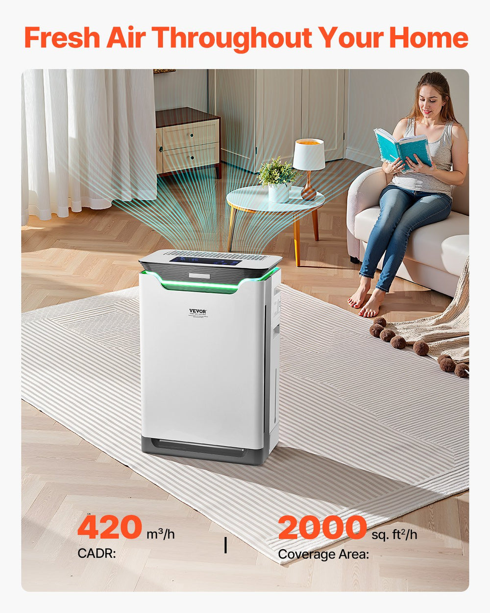 Vevor Air Purifier & Humidifier 2000 Sq Ft per Hour HEPA 13 Filter New