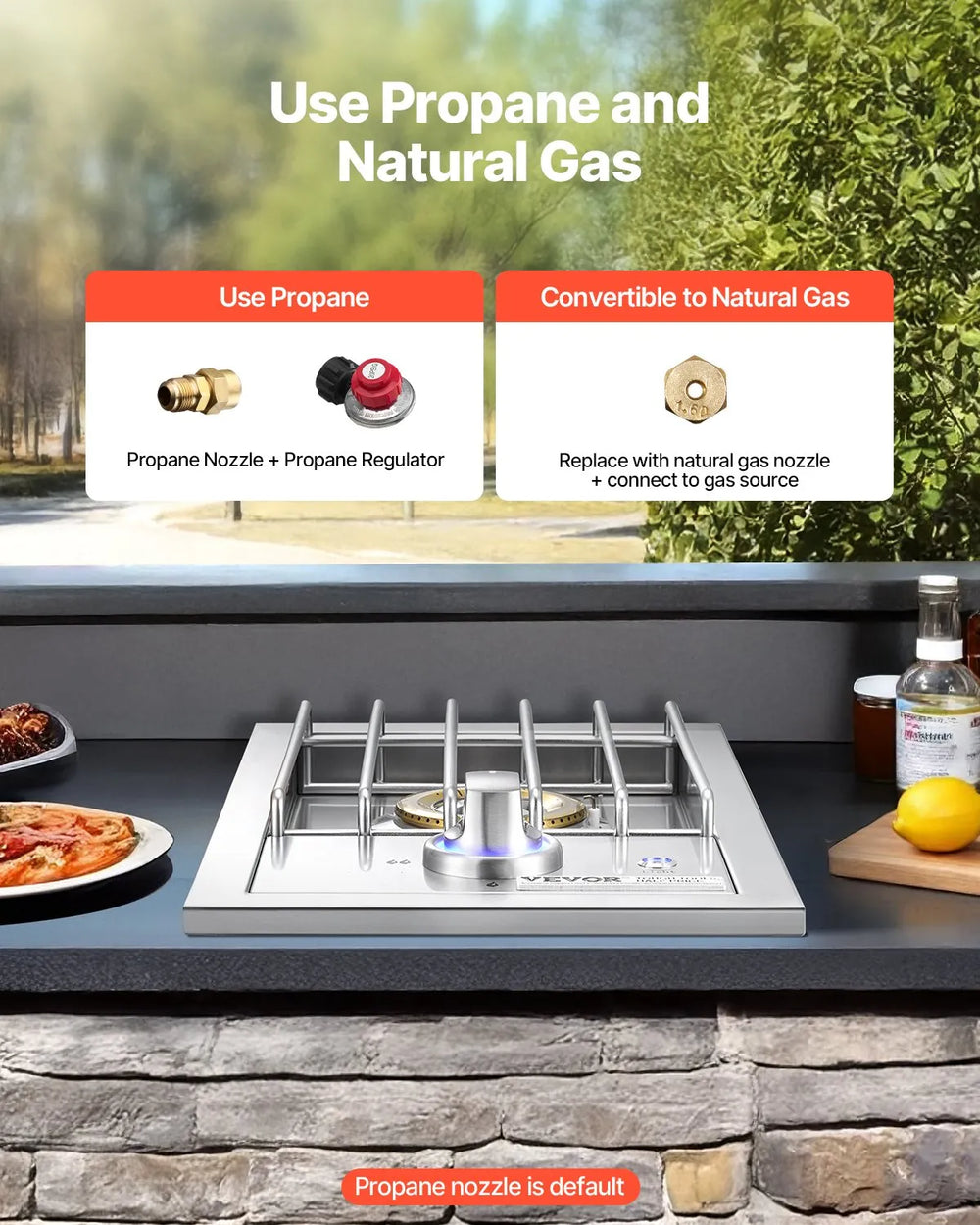 Vevor Side Burner Single for Outdoor Grill 17,000 BTU Propane and Natural Gas New