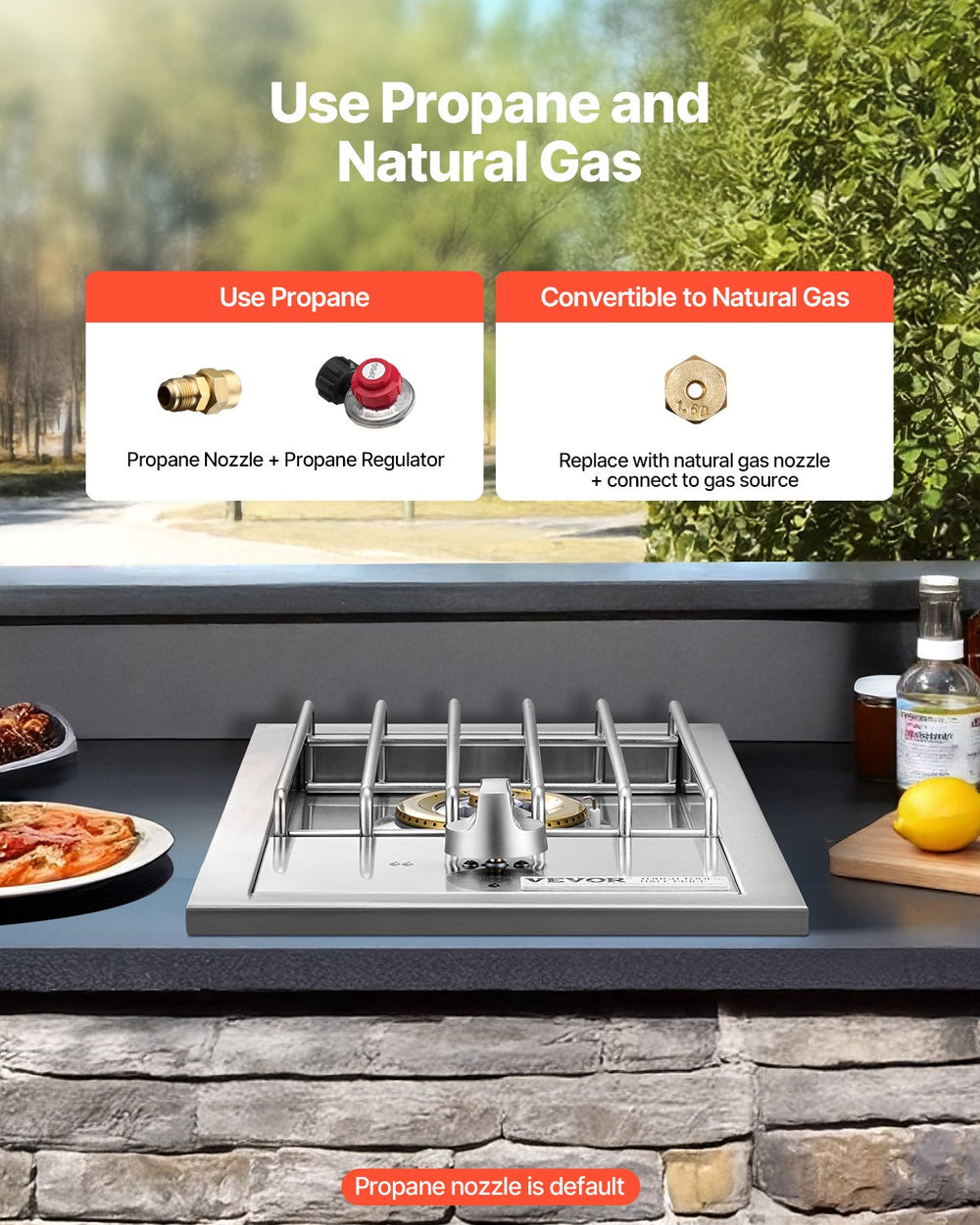 Vevor Side Burner for Outdoor Grill 15,000 BTU Propane and Natural Gas New