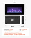 Vevor Electric Fireplace 50" Recessed Wall Mount Adjustable Flame 2 Heat Levels 1500W New