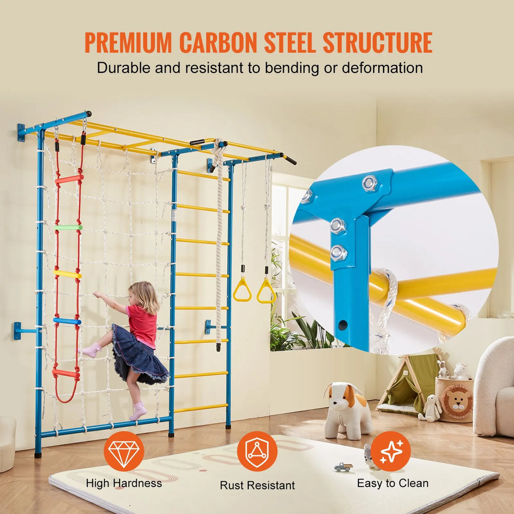 Vevor Kids Wall Gym 7-in-1 Steel Indoor Playground for Climbing New