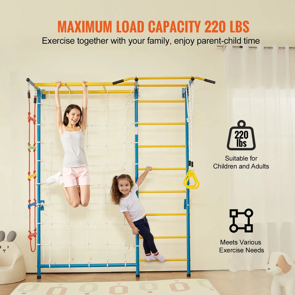 Vevor Kids Wall Gym 7-in-1 Steel Indoor Playground for Climbing New