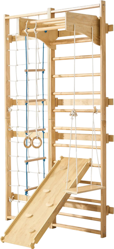 Vevor Swedish Ladder Wall Gym 8-in-1 Wood Jungle Gym Playset 220 lb. Capacity New