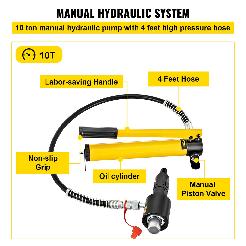 Vevor Hydraulic Exhaust Pipe Expander 1-5/8" to 4-1/4" Manual Stretcher w/ Die Set New