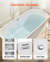 Vevor Acrylic Freestanding Bathtub 63.4 Gal. 67" Oval with Polished Chrome Drain New
