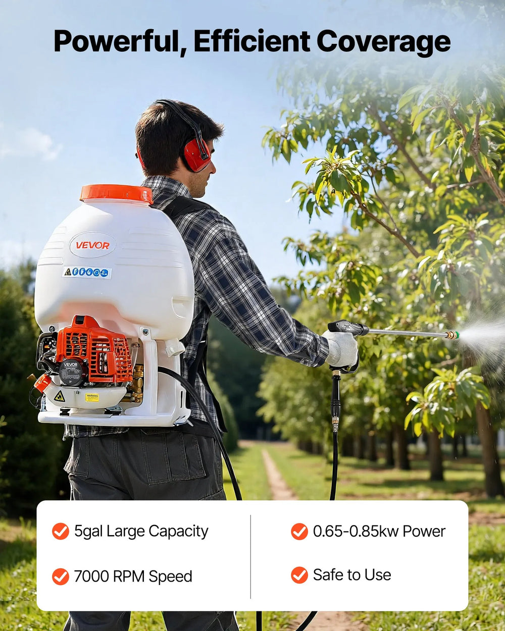 Vevor Backpack Sprayer Gas Powered 0.9 HP with 5 Gal. Tank 24 in. Wand New