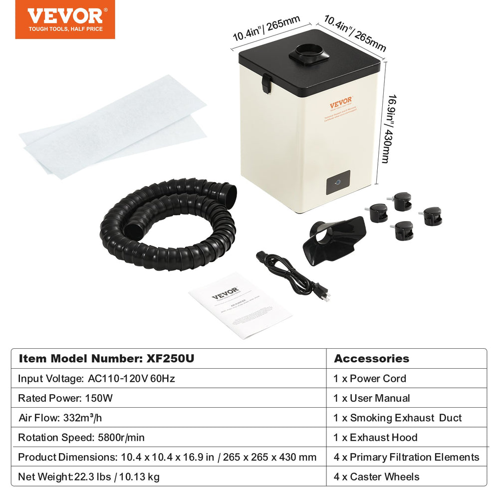 Vevor Solder Fume Extractor 150W 3-Stage Filters 332 m³/h Strong Suction New