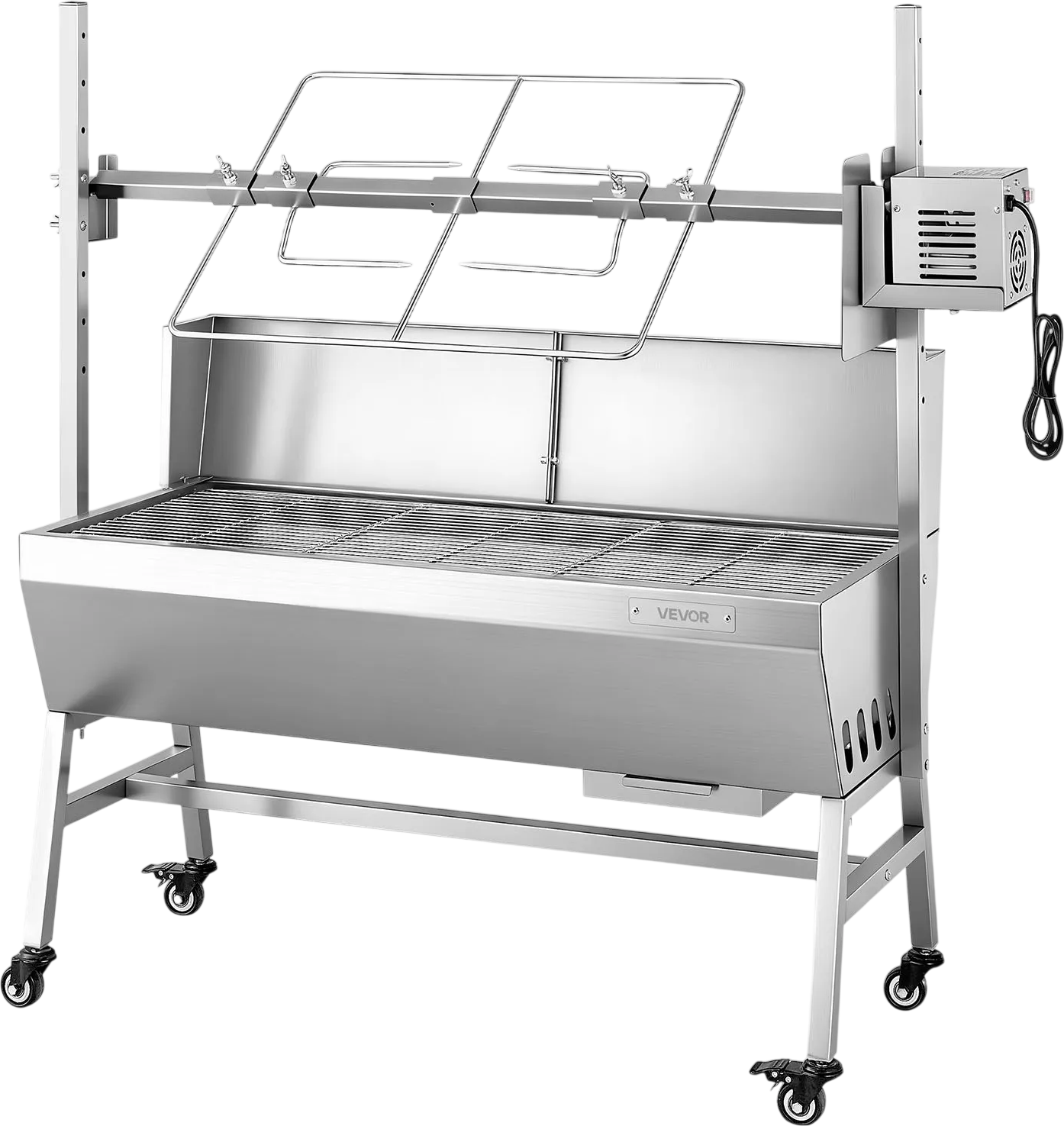 Vevor Rotisserie Grill 37 in. Spit Roaster with Wheels 7-Level Height 132 lb. Capacity New