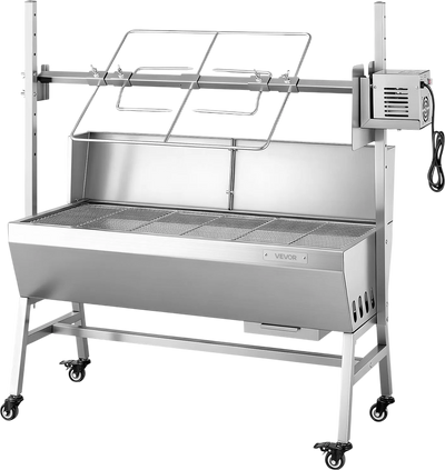 Vevor Rotisserie Grill 37 in. Spit Roaster with Wheels 7-Level Height 132 lb. Capacity New