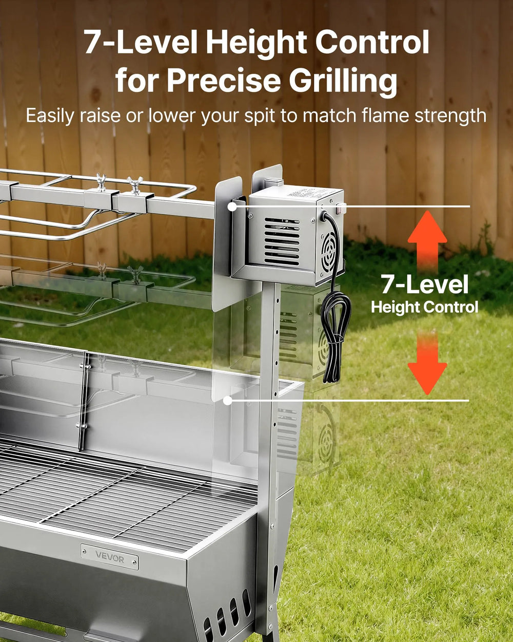 Vevor Rotisserie Grill 48 in. Spit Roaster with Wheels 4-Level Height 132 lb. Capacity New