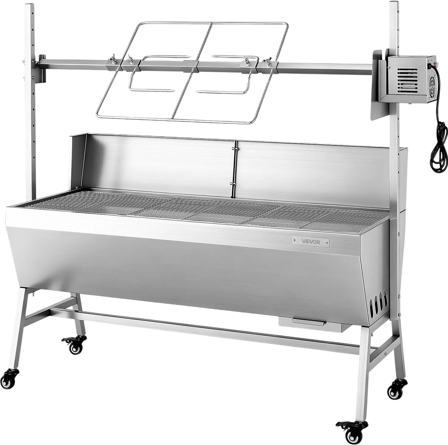 Vevor Rotisserie Grill 48 in. Spit Roaster with Wheels 4-Level Height 132 lb. Capacity New