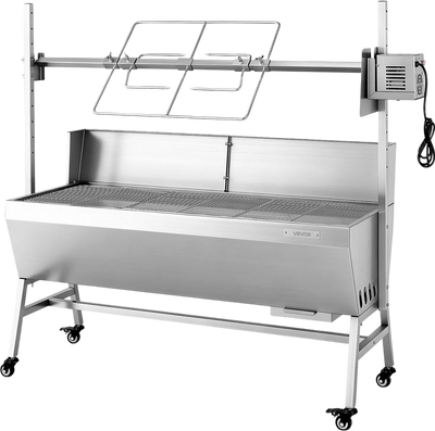 Vevor Rotisserie Grill 48 in. Spit Roaster with Wheels 4-Level Height 132 lb. Capacity New