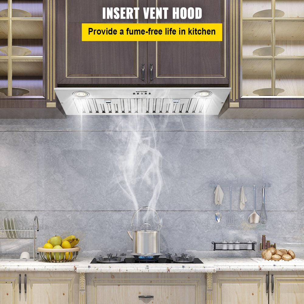 Vevor Range Hood with Push Button Control 30" Stainless Steel 3-Speed 800 CFM New