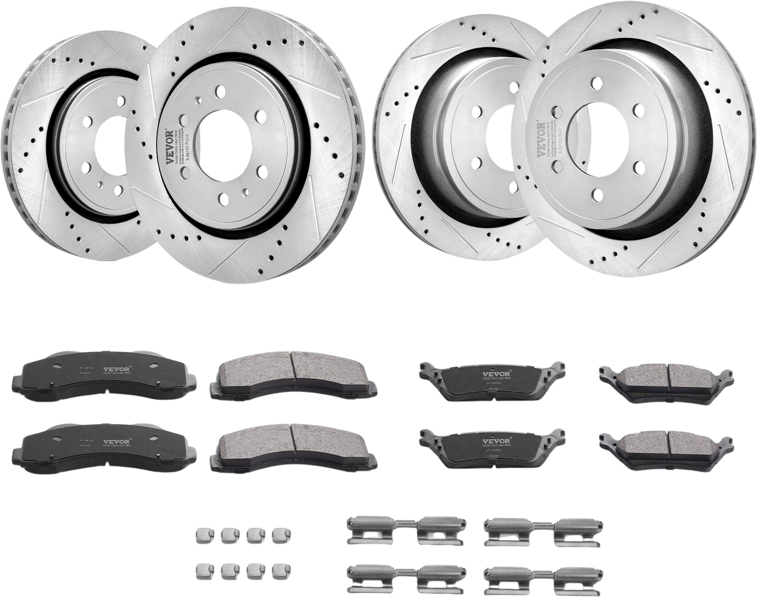 Vevor Front and Rear Brake Rotors and Pads Kit Drilled Slotted for '12-'20 Ford F-150 New