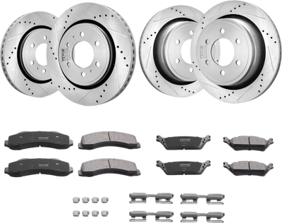 Vevor Front and Rear Brake Rotors and Pads Kit Drilled Slotted for '12-'20 Ford F-150 New