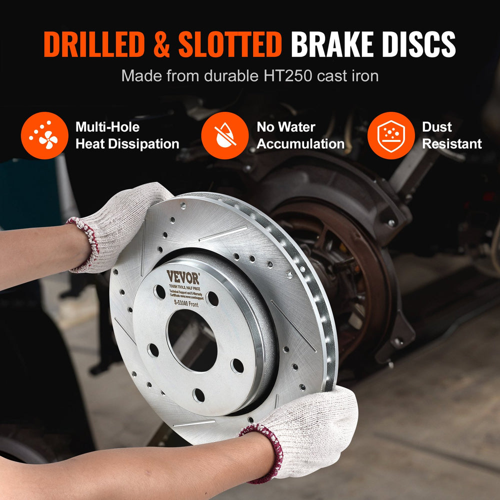 Vevor Front & Rear Brake Rotors Pads Kit Drilled Slotted for Jeep Wrangler 2007-2017 New