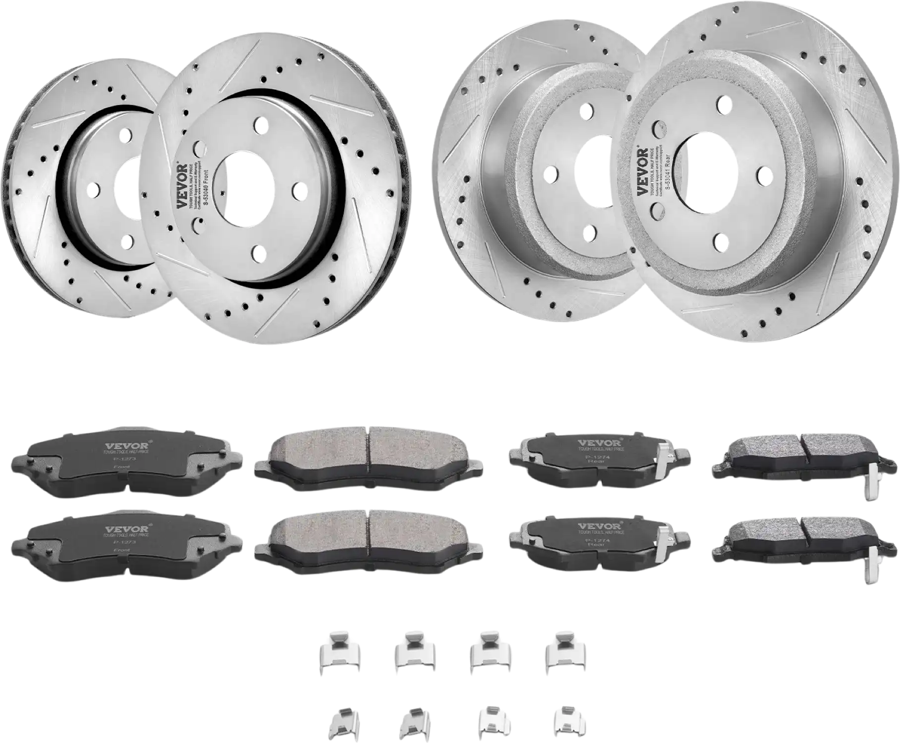 Vevor Front & Rear Brake Rotors Pads Kit Drilled Slotted for Jeep Wrangler 2007-2017 New