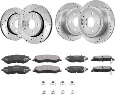 Vevor Front & Rear Brake Rotors Pads Kit Drilled Slotted for Jeep Wrangler 2007-2017 New