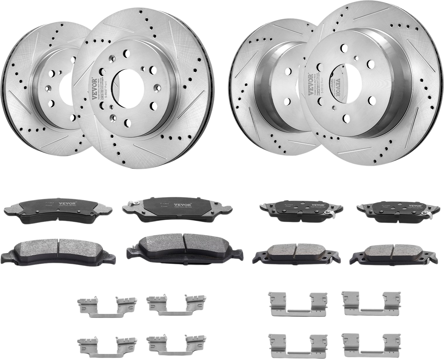 Vevor Front and Rear Brake Rotors and Pads Kit Drilled Slotted for Chevy Silverado GMC Sierra New