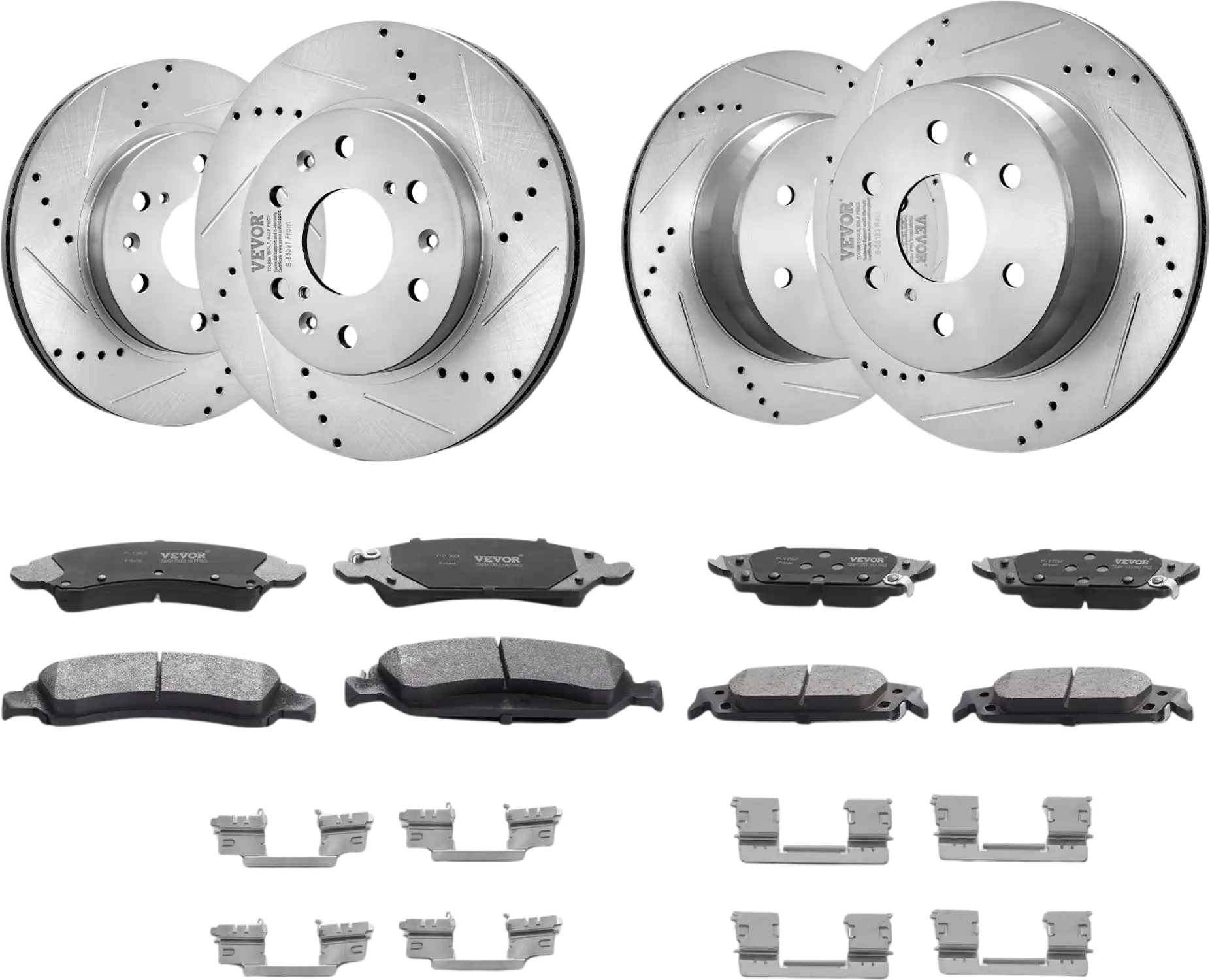 Vevor Front and Rear Brake Rotors and Pads Kit Drilled Slotted for Chevy Silverado GMC Sierra New
