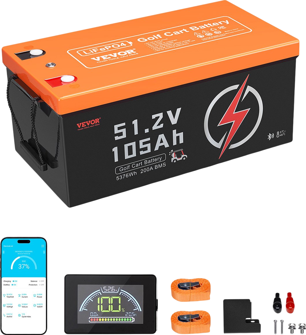 Vevor Golf Cart Battery Lithium 48V 105Ah with LCD Monitor 4000+ Cycles New