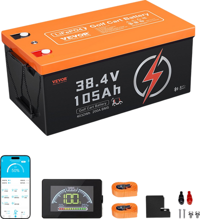 Vevor Golf Cart Battery Lithium 36V 105Ah with LCD Monitor 4000+ Cycles New