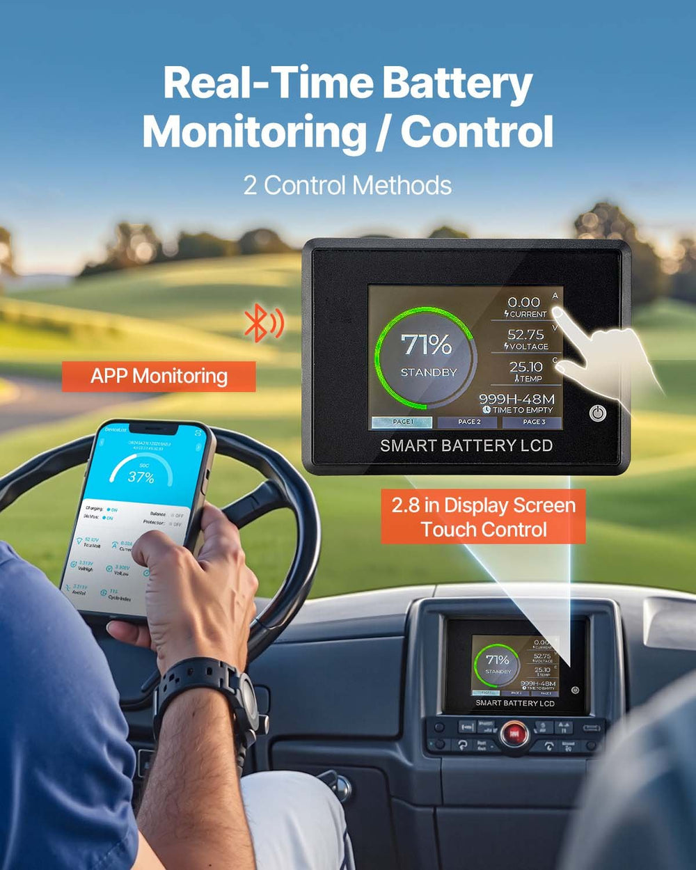 Vevor Golf Cart Lithium Battery 48V 105Ah with 20A Charger and Touch Monitor New