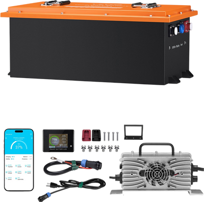 Vevor Golf Cart Lithium Battery 48V 105Ah with 20A Charger and Touch Monitor New