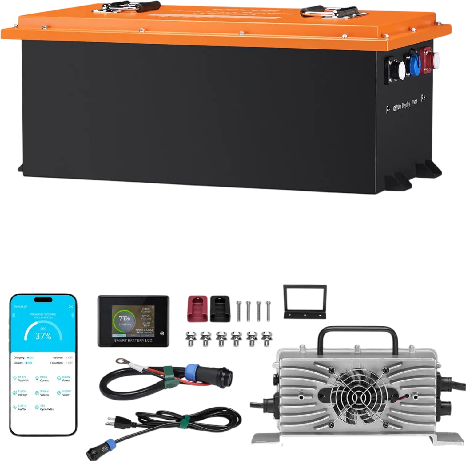 Vevor Golf Cart Lithium Battery 48V 105Ah with 20A Charger and Touch Monitor New