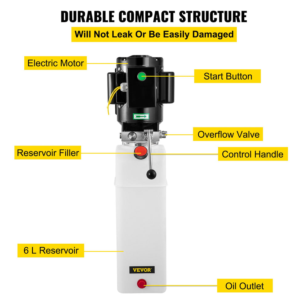 Vevor Hydraulic Pump Single Acting Power Unit for Car Lifts 2.2KW 3HP 2750 PSI New