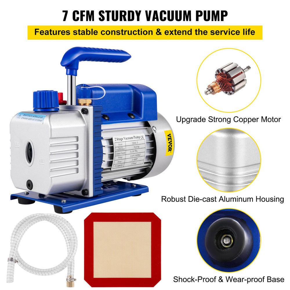 Vevor Vacuum Pump 7CFM 3/4HP 2-Stage with 5 Gal. Vacuum Chamber New