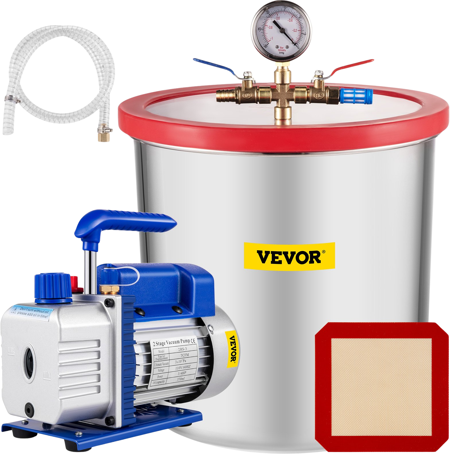 Vevor Vacuum Pump 7CFM 3/4HP 2-Stage with 5 Gal. Vacuum Chamber New