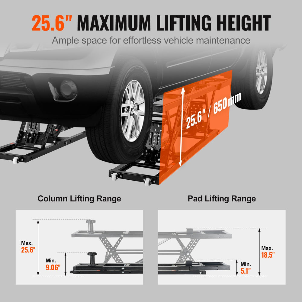 Vevor Car Lift 5,000 Lbs Capacity Portable with 120V Power Unit 25.6" Max Height New