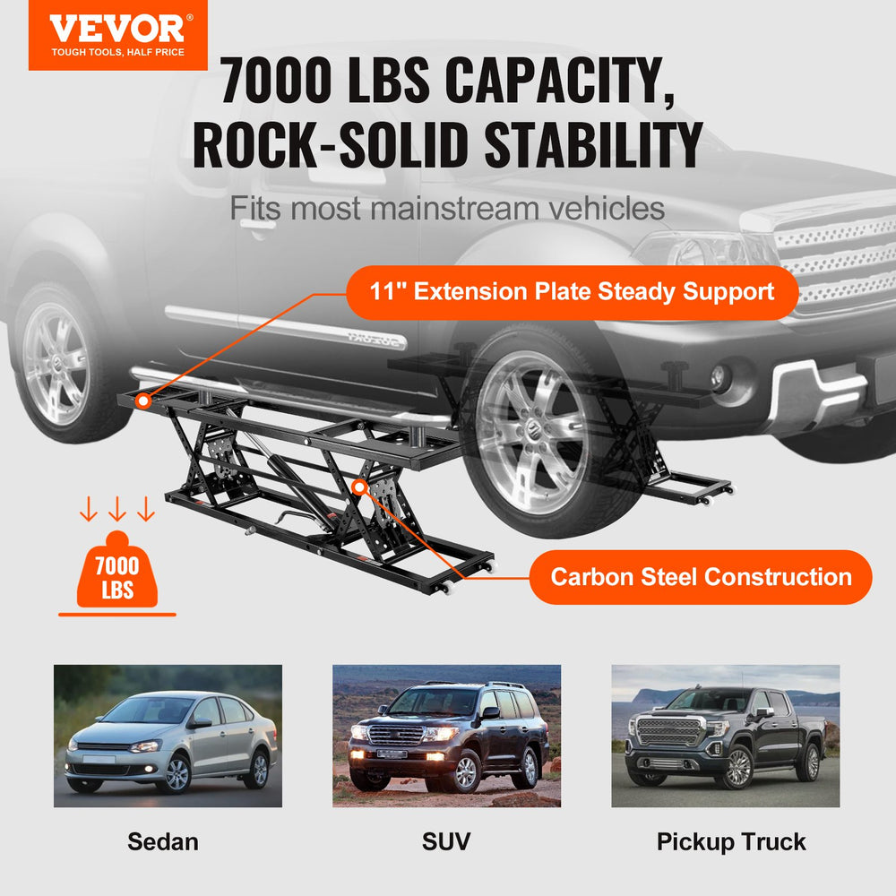 Vevor Car Lift 7,000 Lbs Capacity Portable with 120V Power Unit 26.8" Max Height New