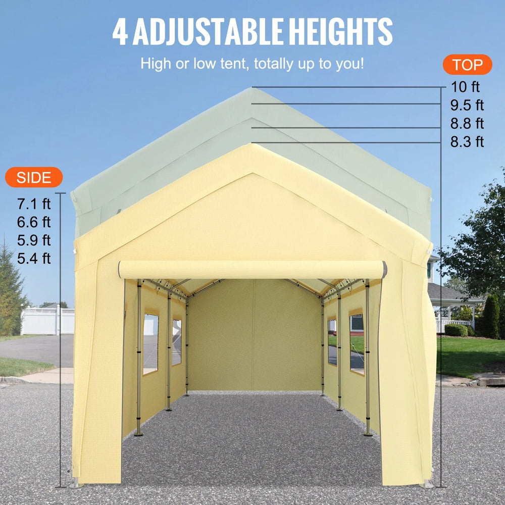 Vevor Carport Canopy Heavy Duty Garage Shelter 10 x 20 FT with Removable Sidewalls New