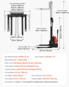 Vevor Electric Pallet Stacker 130" Lift 3300 lbs Adjustable Width Forks Straddle Legs New