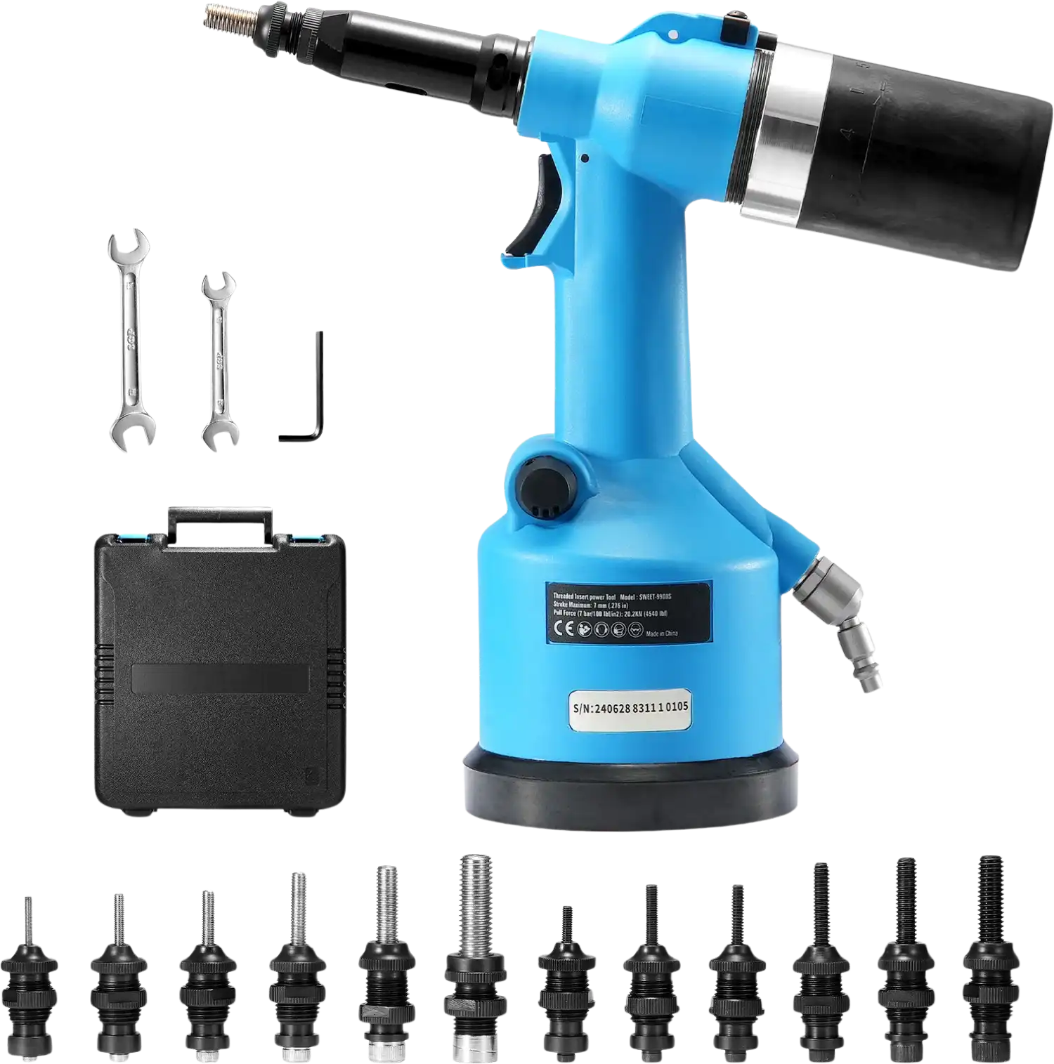 Vevor Pneumatic Air Riveter Gun Tool Kit with 13 Size Nose Pieces New