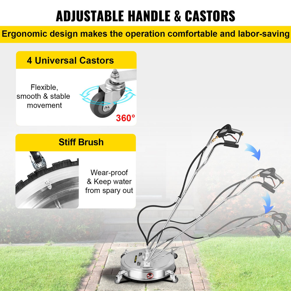 Vevor Pressure Washer Surface Cleaner 20" 4000 PSI 3/8" Quick Connect Stainless Steel New