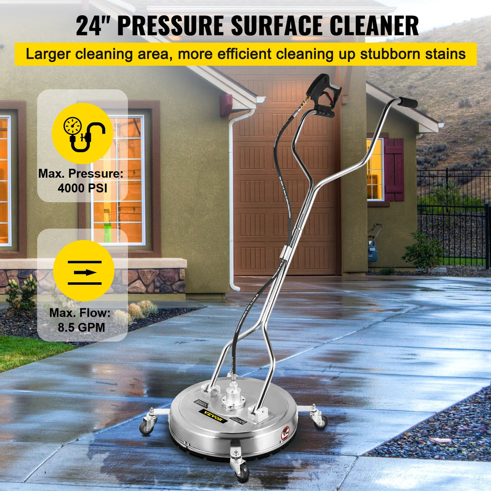 Vevor 24" Surface Cleaner 4000 PSI for Pressure Washer 3/8" Quick Connect Stainless Steel New