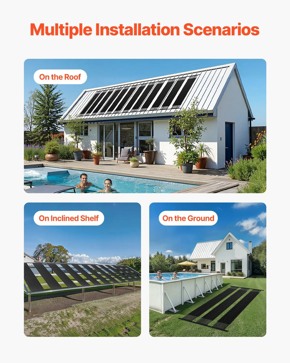 Vevor Solar Pool Heater 4 x 10 Ft. Aboveground Heating System 4 Panels New