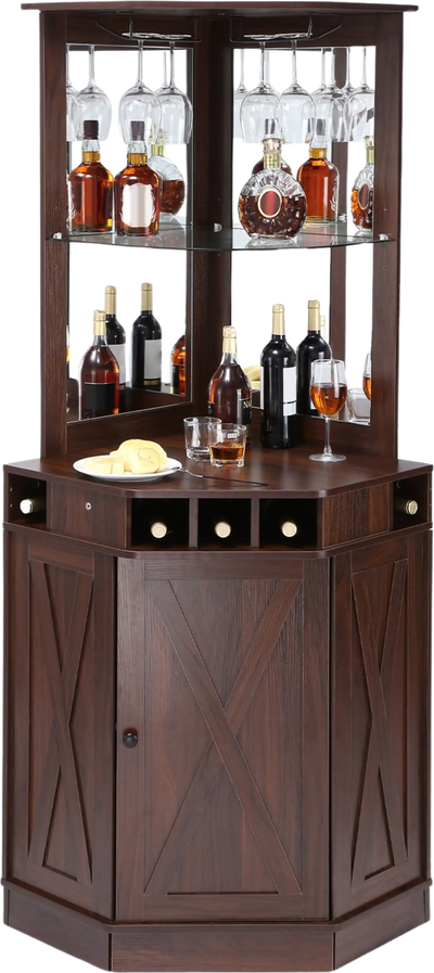 Vevor Bar Cabinet Corner Industrial Freestanding Table for Liquor and Glasses New