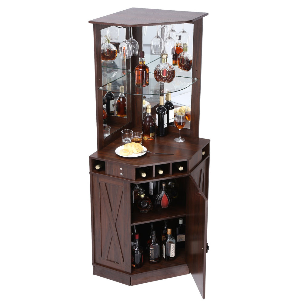 Vevor Bar Cabinet Corner Industrial Freestanding Table for Liquor and Glasses New