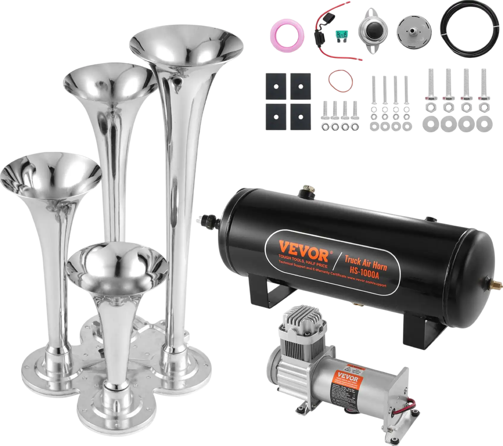 Vevor Air Horns Kit for Pickup Trucks 150dB 12V 160PSI Air Compressor 2.6 Gal. Tank New