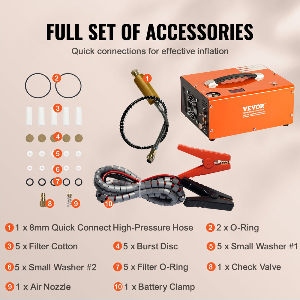 Vevor PCP Air Compressor 4500 PSI with Built-in Converter Auto Stop New