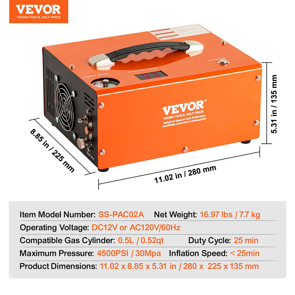 Vevor PCP Air Compressor 4500 PSI with Built-in Converter Auto Stop New