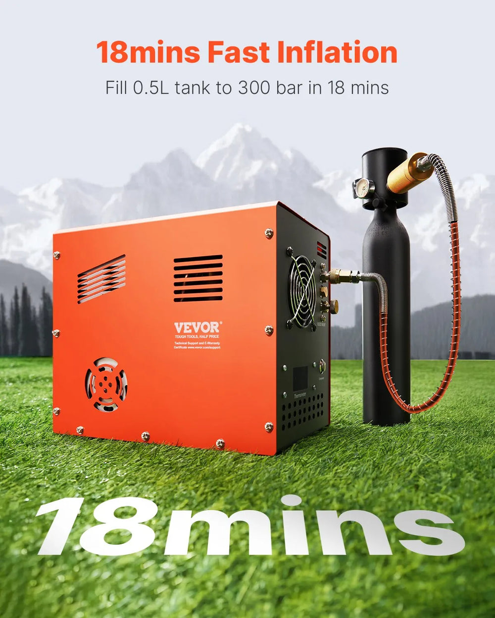 Vevor PCP Air Compressor 4500 PSI with Built-in Converter Auto Stop 300W New