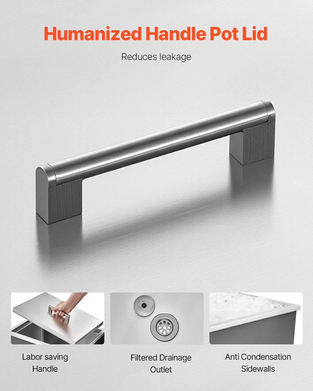 Vevor Drop-in Ice Chest 45.3 QT Stainless Steel Bin 22" x 17" x 12" New