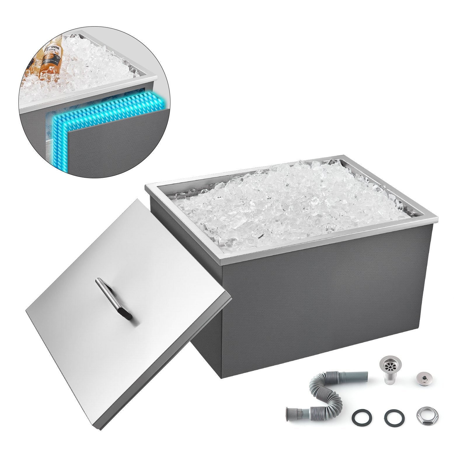 Vevor Drop-in Ice Chest 45.3 QT Stainless Steel Bin 22