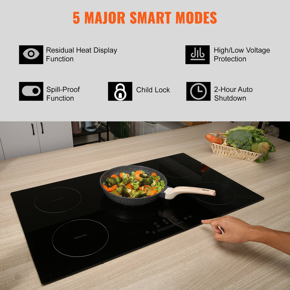 Vevor Electric Cooktop 36" 5 Burners 9200W Built-In Magnetic Induction Stove Top New