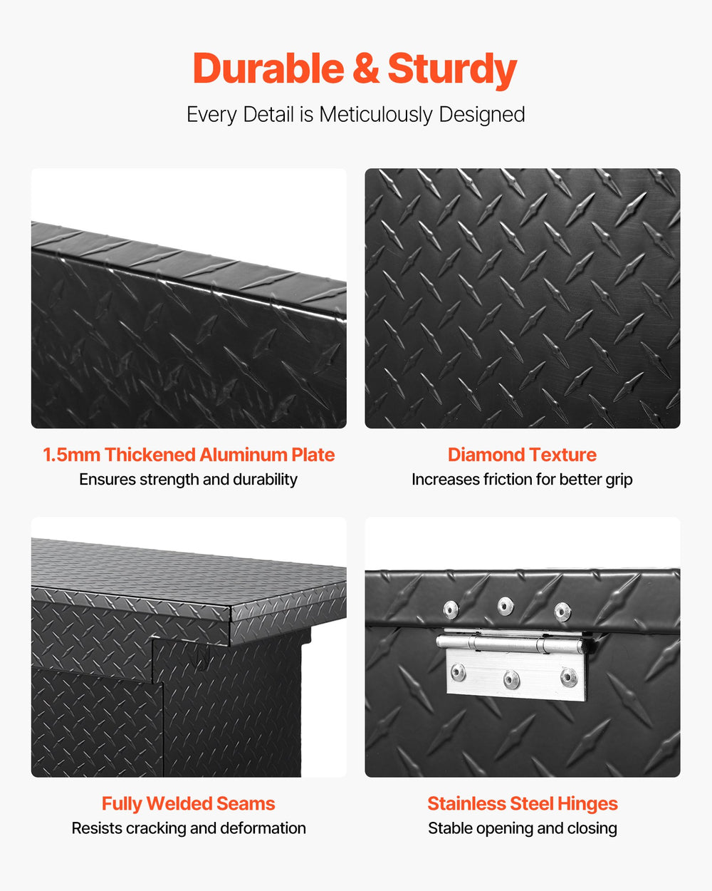 Vevor Truck Tool Box 69 x 20 x 14 in. Aluminum Diamond Texture with Lock New